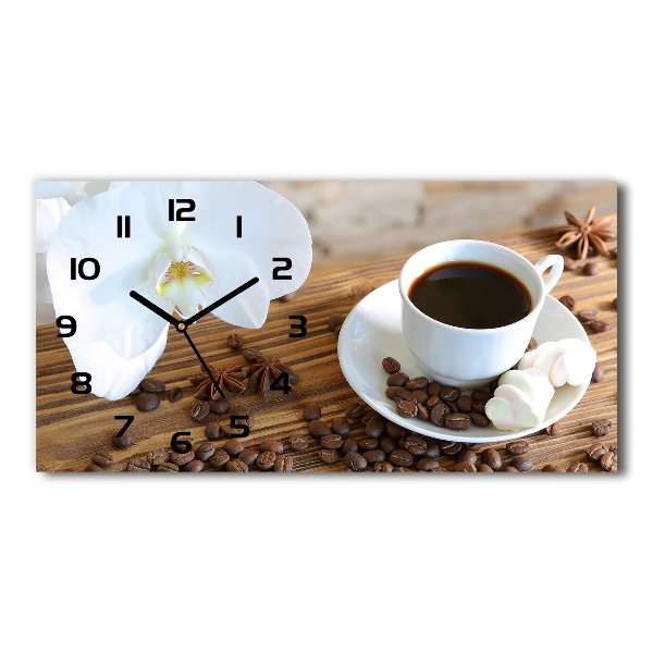 Horizontal wall clock Cup of coffee