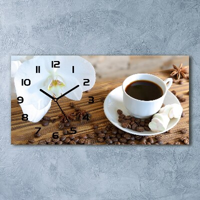 Horizontal wall clock Cup of coffee