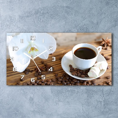 Horizontal wall clock Cup of coffee