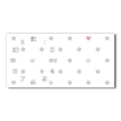 Horizontal wall clock Dots and hearts