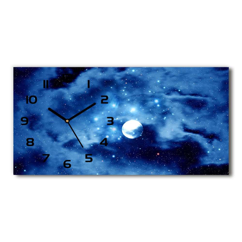 Horizontal rectangular wall clock full moon