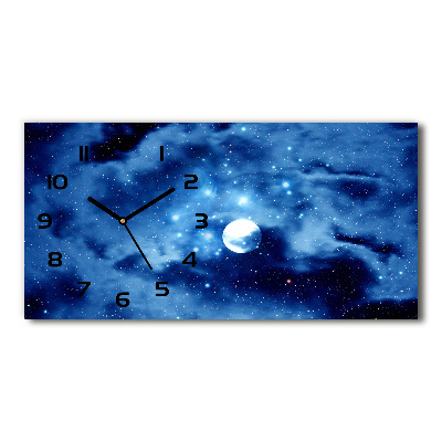 Horizontal rectangular wall clock full moon