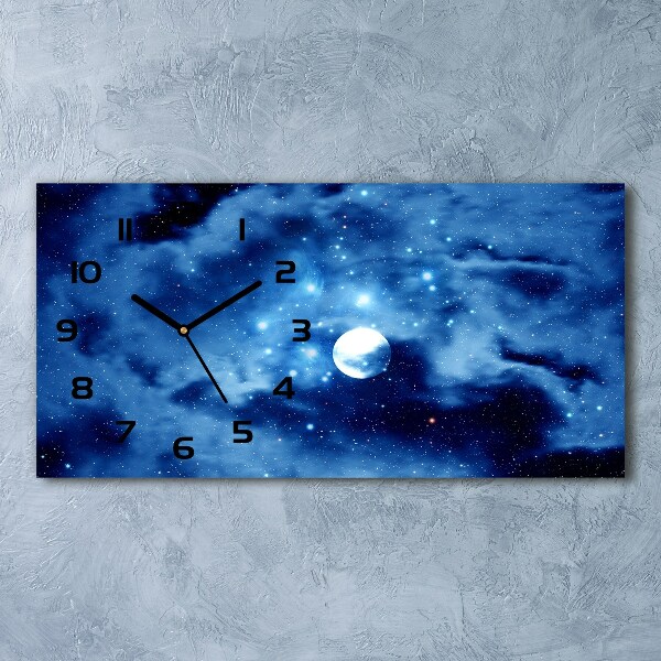 Horizontal rectangular wall clock full moon