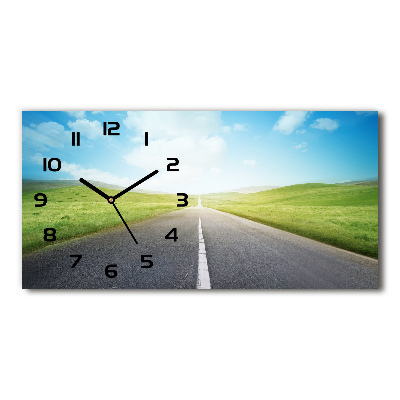 Horizontal wall clock Road through the meadow