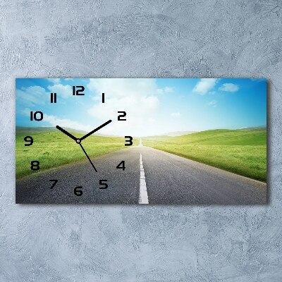 Horizontal wall clock Road through the meadow