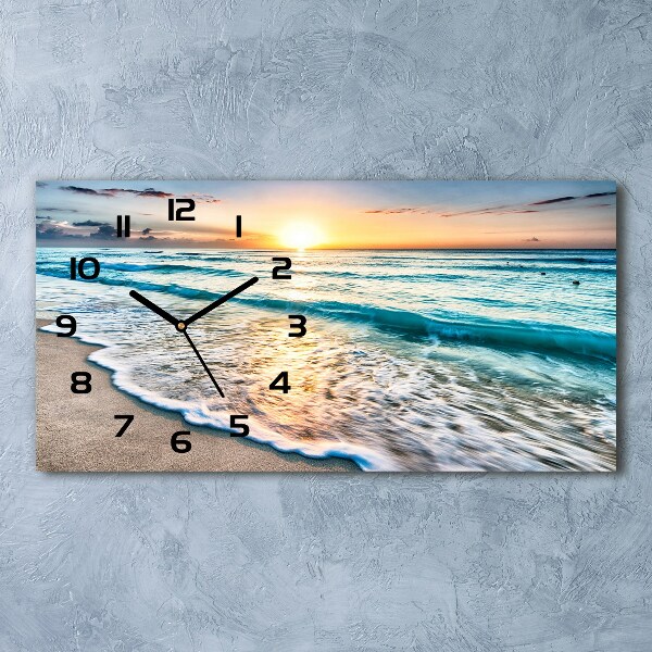 Horizontal wall clock Sunset beach