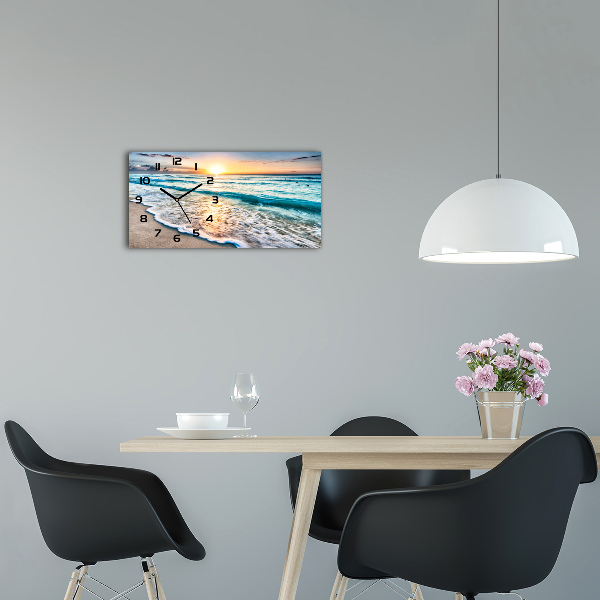 Horizontal wall clock Sunset beach