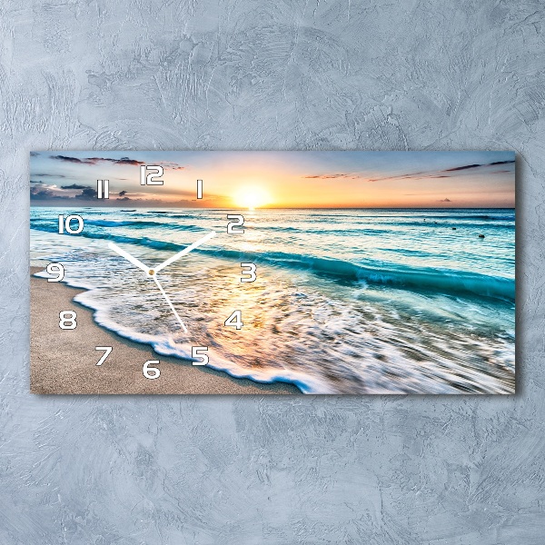 Horizontal wall clock Sunset beach