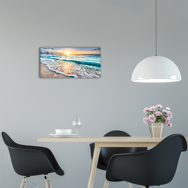 Horizontal wall clock Sunset beach