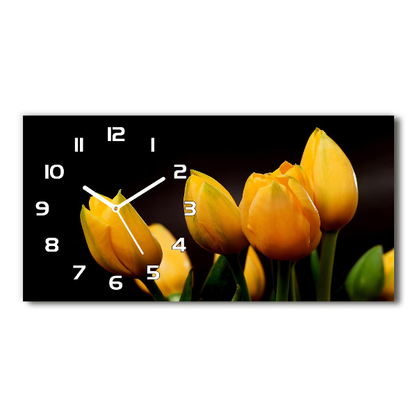 Horizontal wall clock Yellow tulips