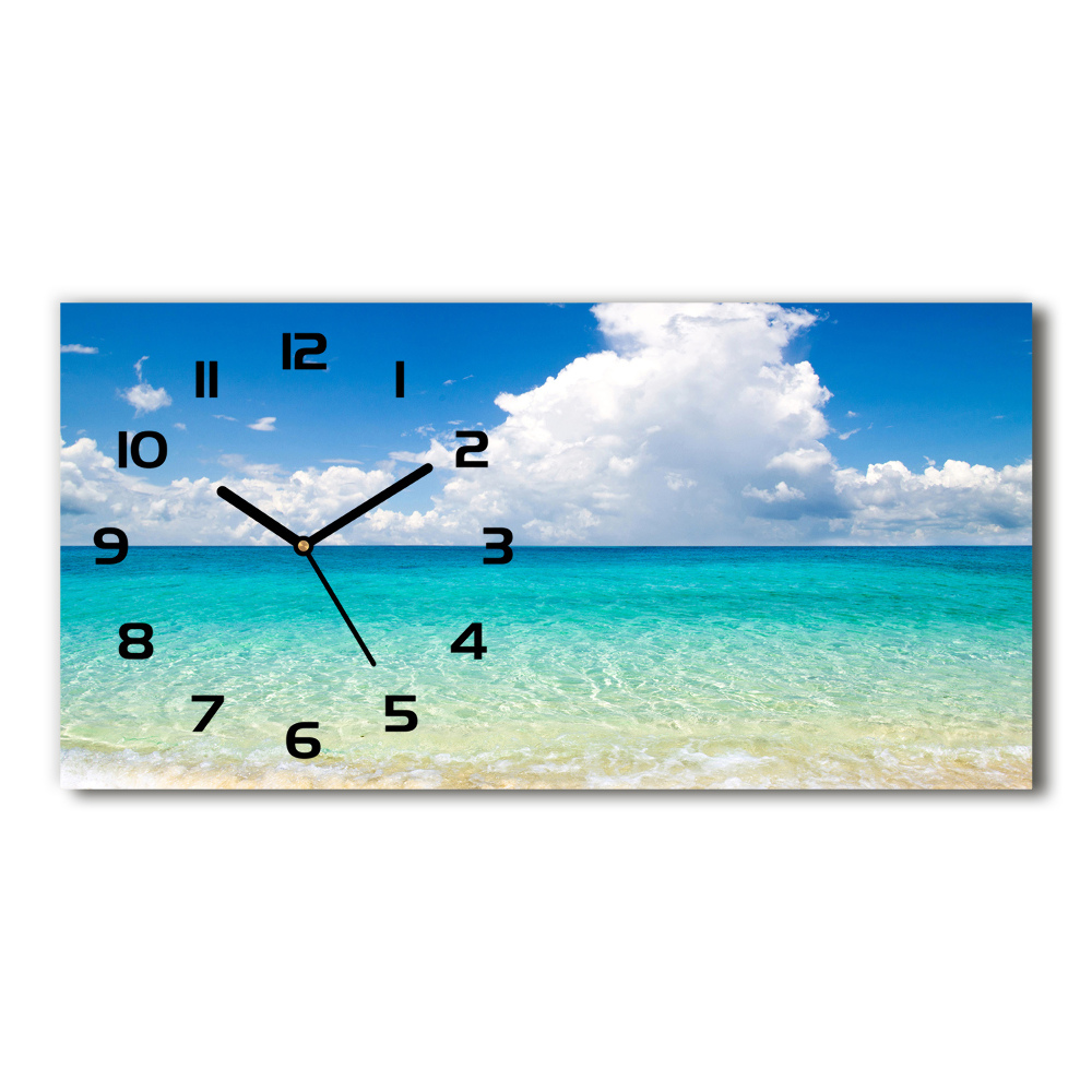 Horizontal rectangular wall clock Paradise beach