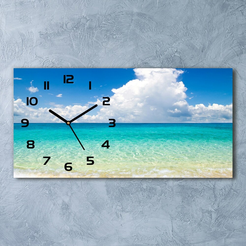 Horizontal rectangular wall clock Paradise beach