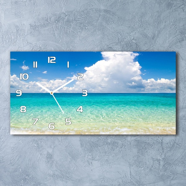 Horizontal rectangular wall clock Paradise beach