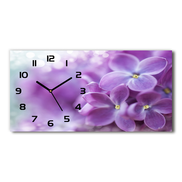 Horizontal wall clock Lilac flowers