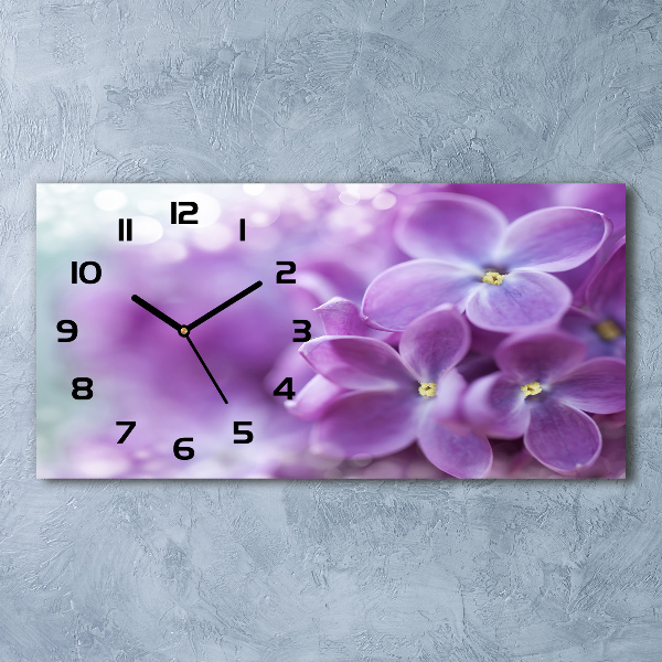 Horizontal wall clock Lilac flowers