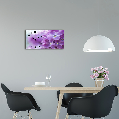 Horizontal wall clock Lilac flowers