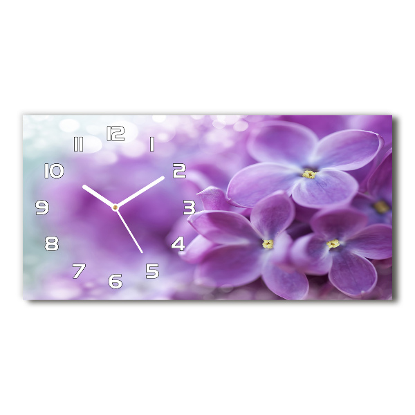 Horizontal wall clock Lilac flowers