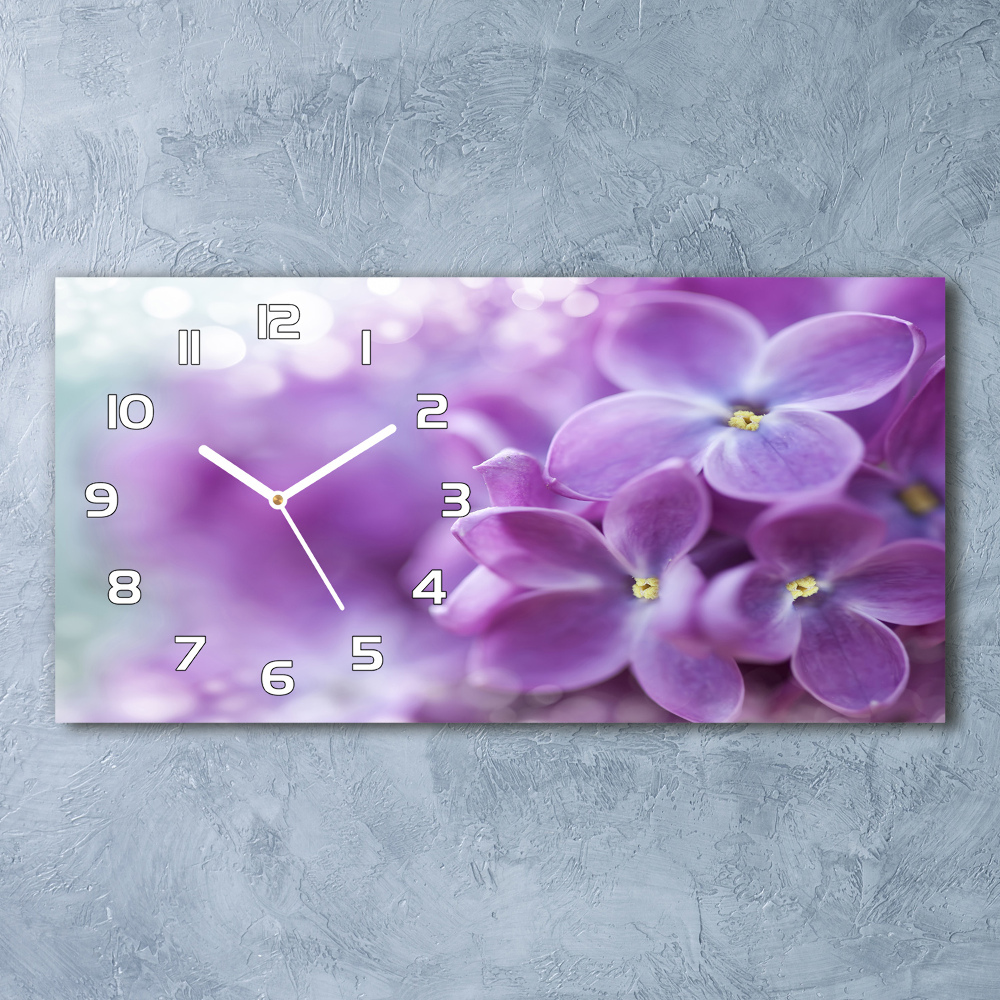 Horizontal wall clock Lilac flowers