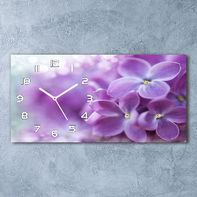 Horizontal wall clock Lilac flowers