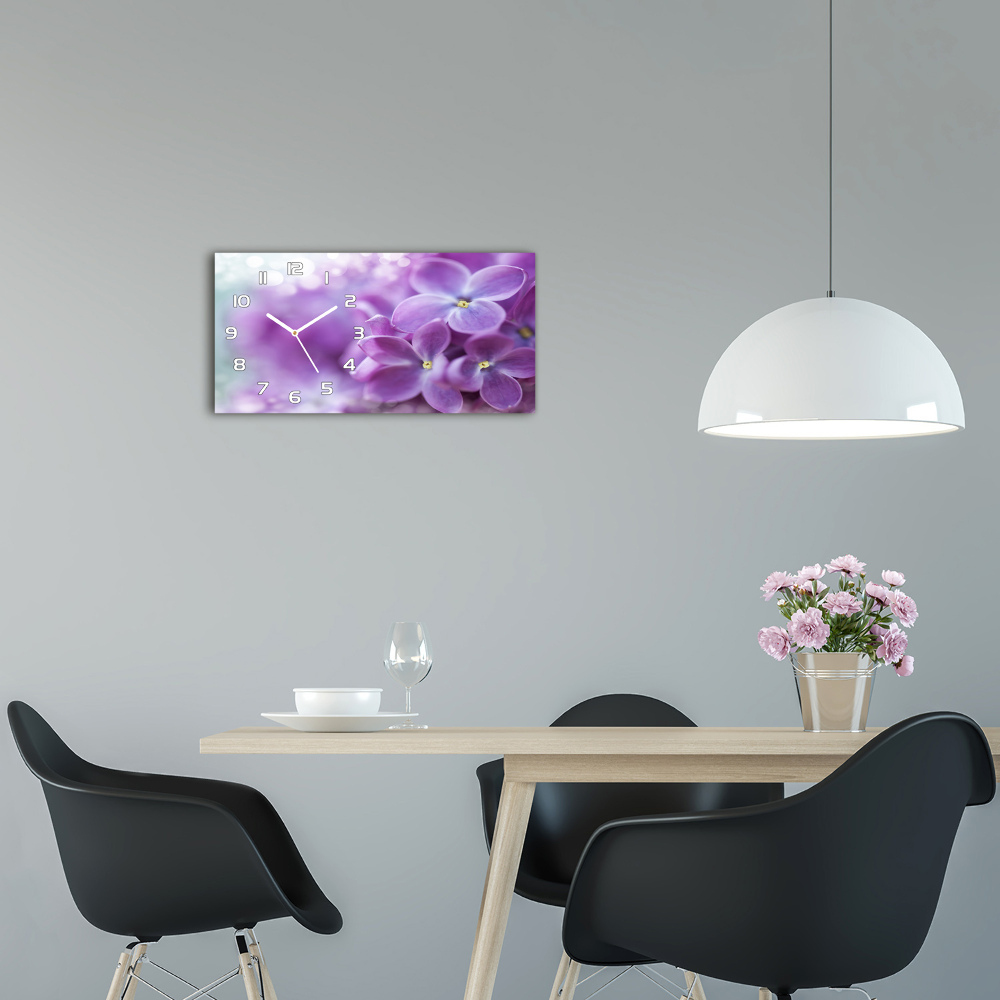 Horizontal wall clock Lilac flowers