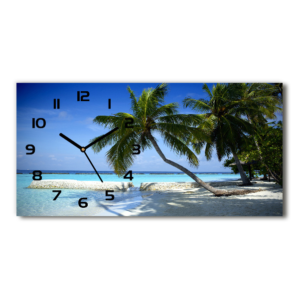 Horizontal rectangular wall clock Tropical beach