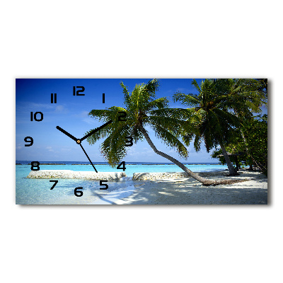 Horizontal rectangular wall clock Tropical beach