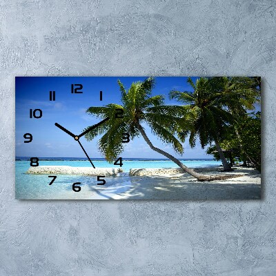 Horizontal rectangular wall clock Tropical beach