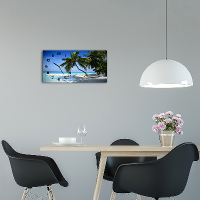 Horizontal rectangular wall clock Tropical beach