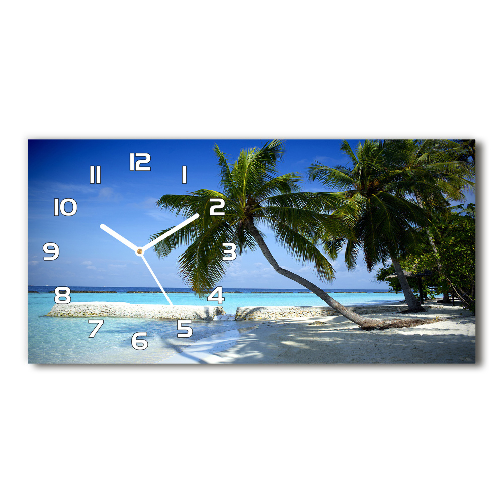 Horizontal rectangular wall clock Tropical beach