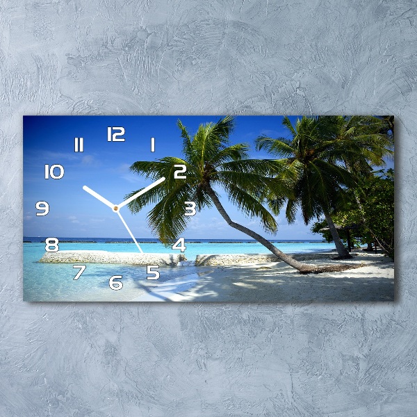 Horizontal rectangular wall clock Tropical beach