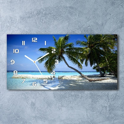 Horizontal rectangular wall clock Tropical beach