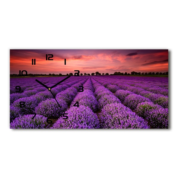 Horizontal wall clock Lavender field