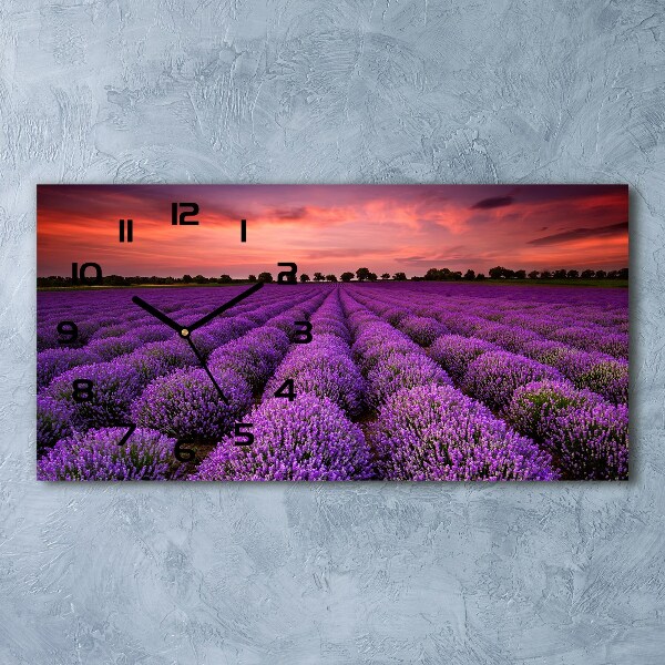 Horizontal wall clock Lavender field