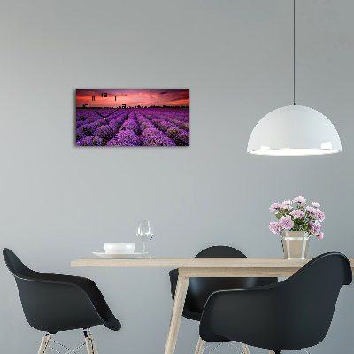 Horizontal wall clock Lavender field