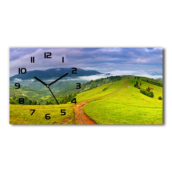 Horizontal wall clock Green hills