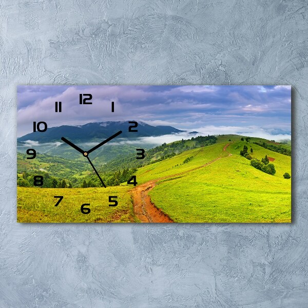 Horizontal wall clock Green hills