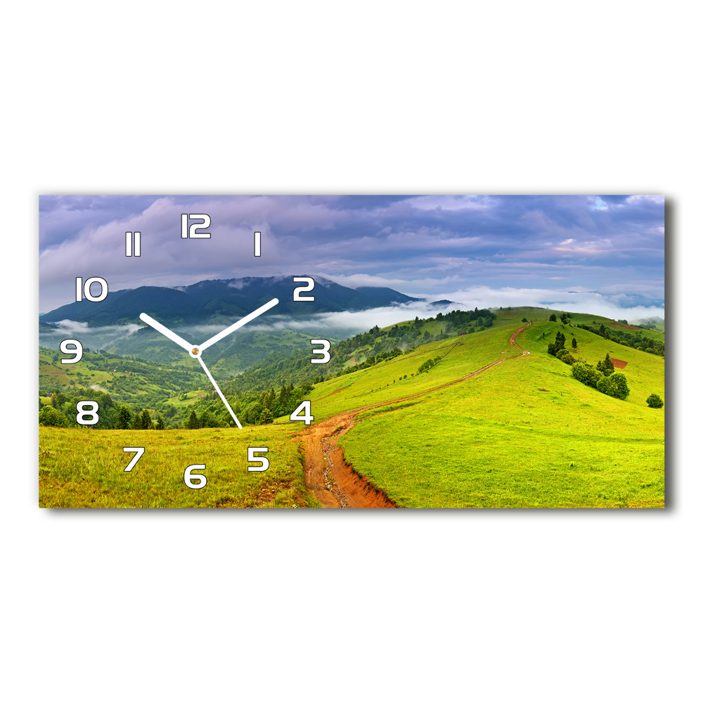 Horizontal wall clock Green hills