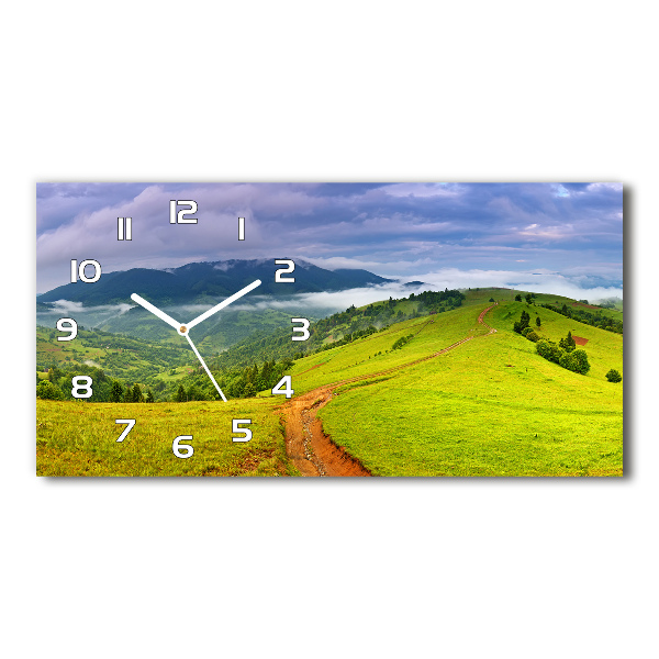 Horizontal wall clock Green hills