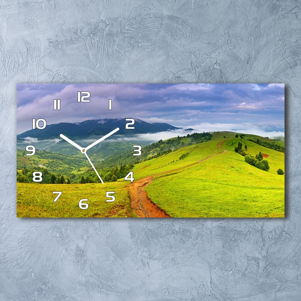 Horizontal wall clock Green hills