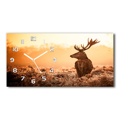 Horizontal rectangular wall clock Deer sunrise