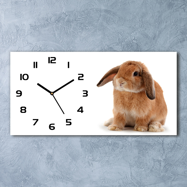 Horizontal rectangular wall clock Rabbit ore