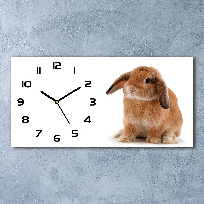 Horizontal rectangular wall clock Rabbit ore