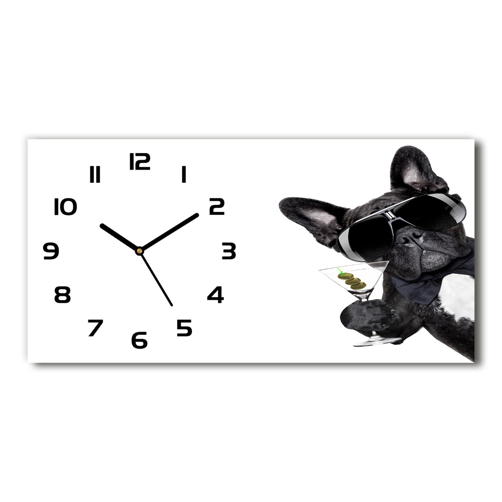 Horizontal rectangular wall clock Martini dog