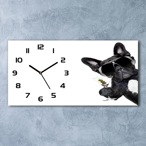 Horizontal rectangular wall clock Martini dog