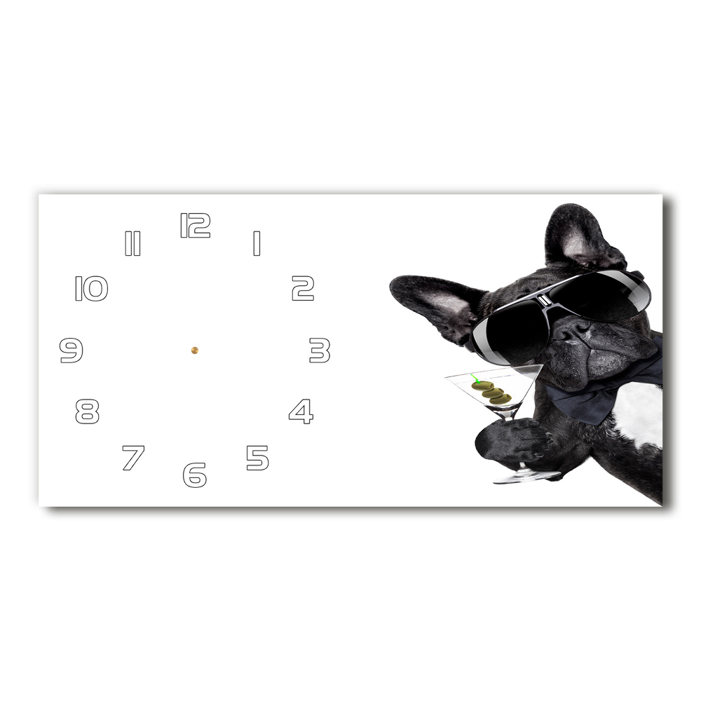 Horizontal rectangular wall clock Martini dog