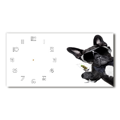 Horizontal rectangular wall clock Martini dog