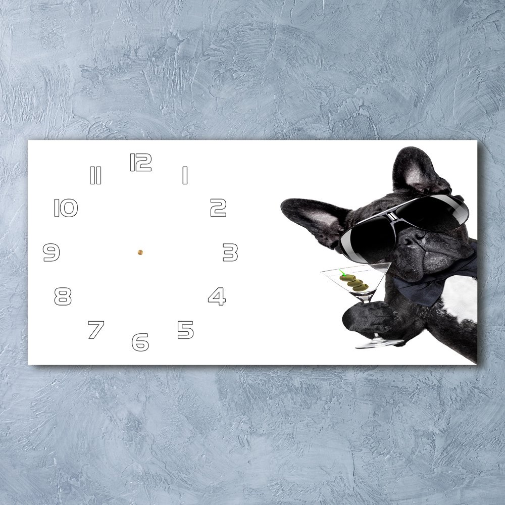 Horizontal rectangular wall clock Martini dog