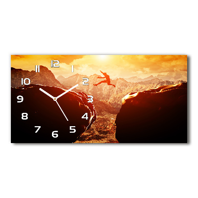 Horizontal wall clock Jump over the abyss