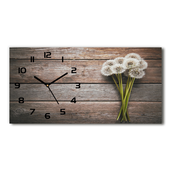 Horizontal rectangular wall clock Dandelion wood