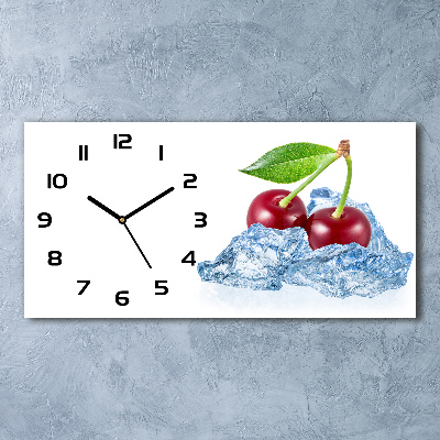 Horizontal rectangular wall clock Cherry with ice